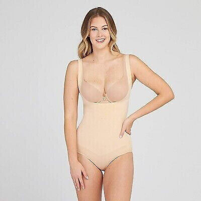 Assets by Spanx Women's Remarkable Results Open-Bust Brief Bodysuit - Beige 1X