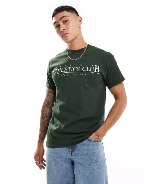 ASOS DESIGN t-shirt with Athletics Club chest print in green