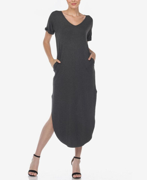 Women's Short Sleeve V-Neck Maxi Dress