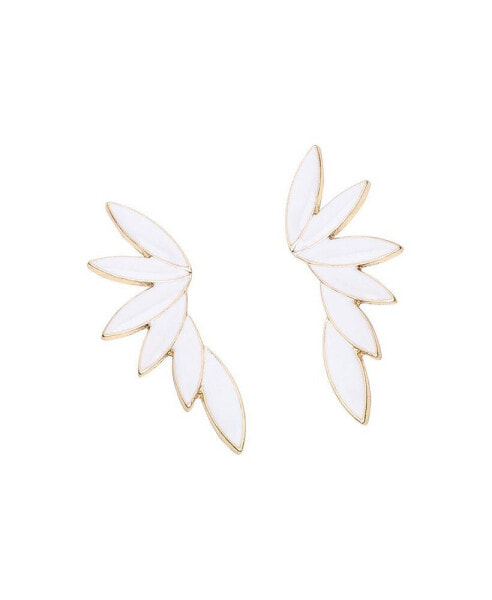 Women's White Wing Drop Earrings