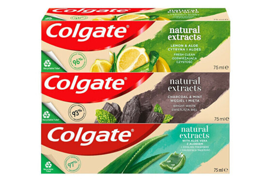 Зубная паста Colgate Toothpaste Natural S Mix (Charcoal, Aloe, Lemon) 3 x 75 ml