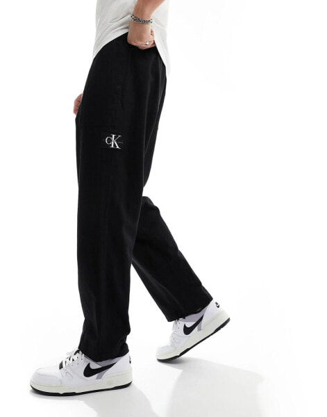 Calvin Klein Jeans linen trousers in black