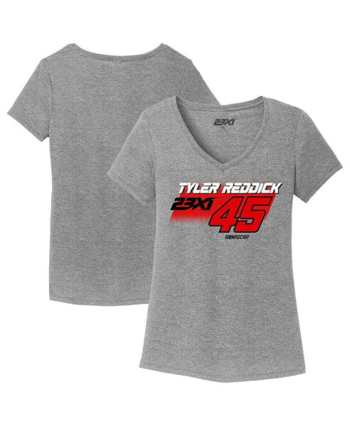 Women's Gray Tyler Reddick Tri-Blend V-Neck T-shirt