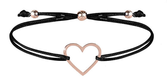 Corded bracelet with heart black / bronze