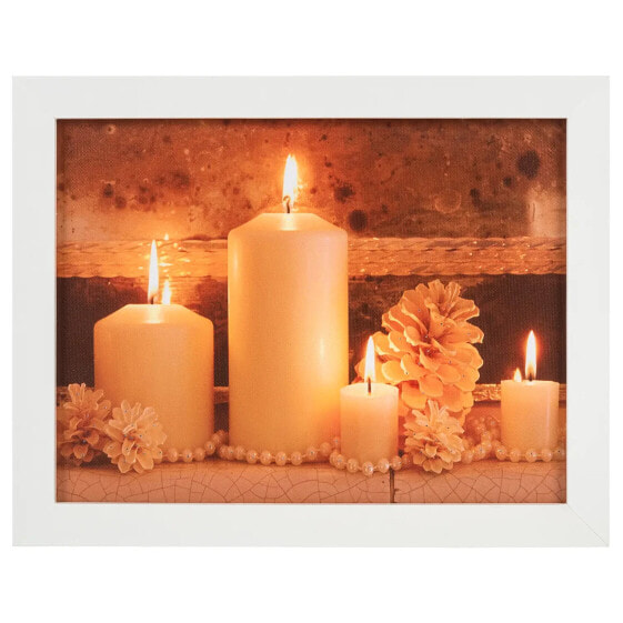 LED-Wandbild Weiße Kerzen