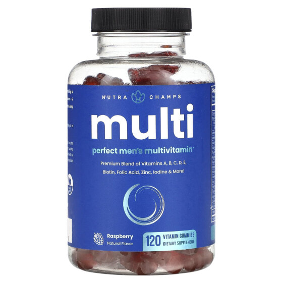 NutraChamps, Multi, идеальный мультивитамин для мужчин с малиной, 120 жевательных таблеток