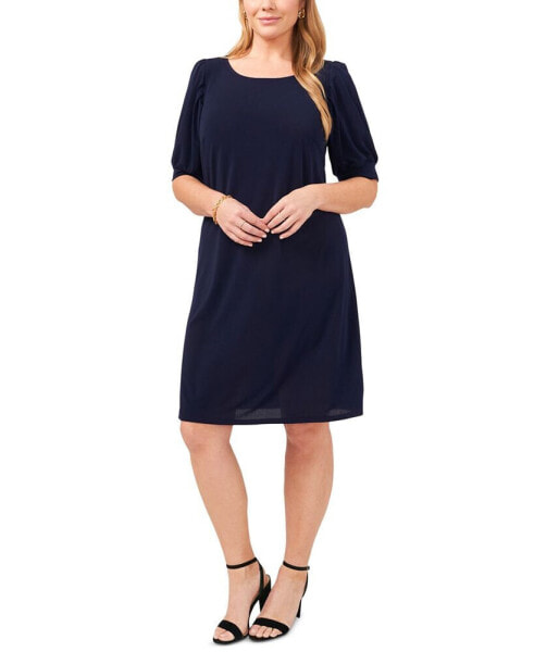 Plus Size Puff-Sleeve Sheath Dress