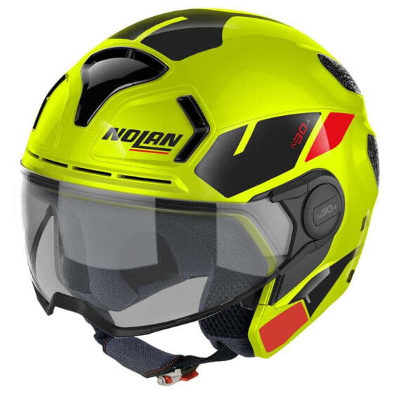 Шлем для мотоциклистов Nolan N30-4 T Blazer открытого типа Lime Yellow / Black / Red