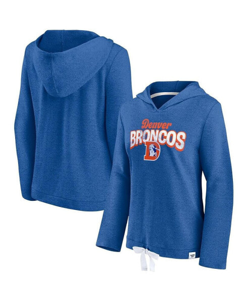 Women's Heather Royal Denver Broncos First Team Cropped Lightweight Hooded Top