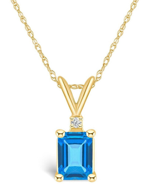 Blue Topaz (1-1/3 ct. t.w.) and Diamond Accent Pendant Necklace in 14K Yellow Gold or 14K White Gold