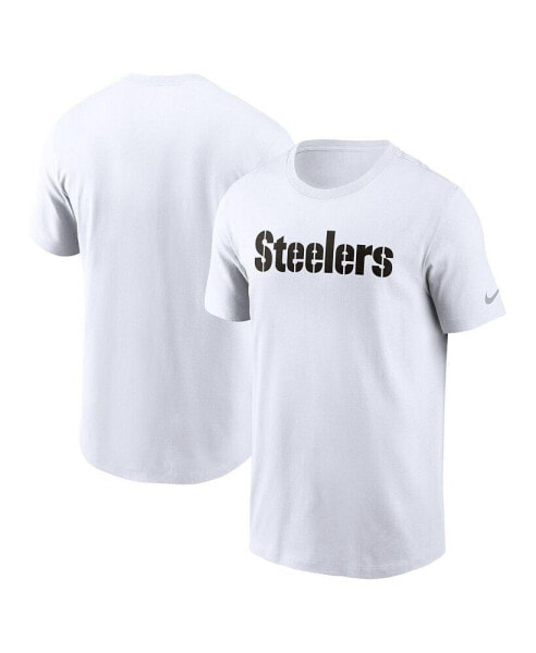 Men's White Pittsburgh Steelers Primetime Wordmark Essential T-Shirt