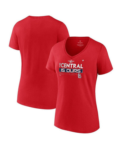 Women's Red St. Louis Cardinals 2022 NL Central Division Champions Locker Room V-Neck T-shirt