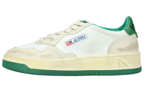AUTRY 皮革 复古低帮 时尚板鞋 女款 白绿 做旧版 / Кроссовки AUTRY AVLW-CL02