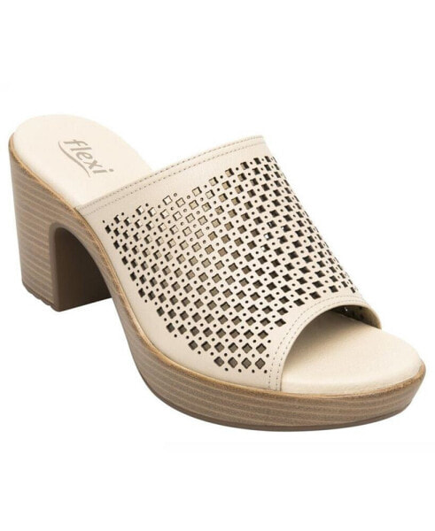 Women´s Leather Heel Slip-On Sandals By Flexi