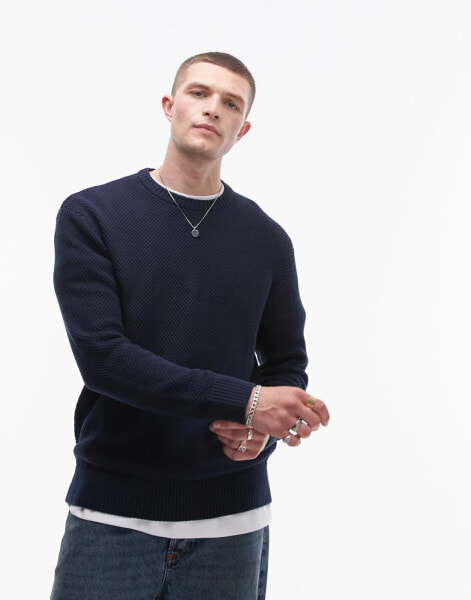 Selected Homme crew neck jumper in navy