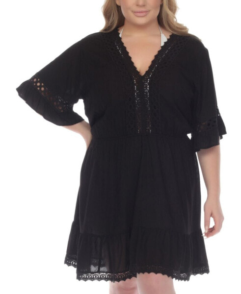 Plus Size Lace-Inset Mini Cover-Up Dress