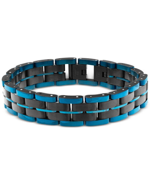 Men's Watch Link Bracelet in Blue and Black Ion-Plated Stainless Steel