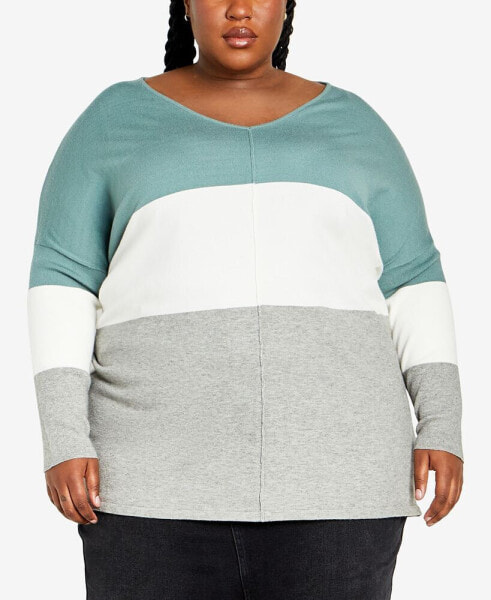 Plus Size Sadie Colorblock V-neck Sweater