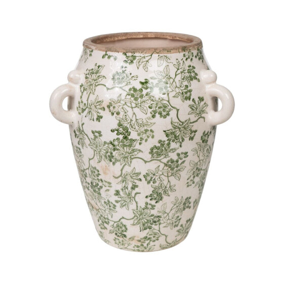 Vase Romimex Green Beige Porcelain 19 x 23 x 19 cm With handles