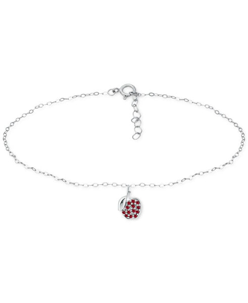 Lab-Created Ruby Apple Cluster Ankle Bracelet in Sterling Silver, Created for Macy's