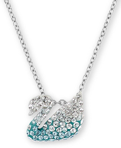 Swarovski silver-Tone Small Pavé Swan Pendant Necklace, 14" + 7/8" extender