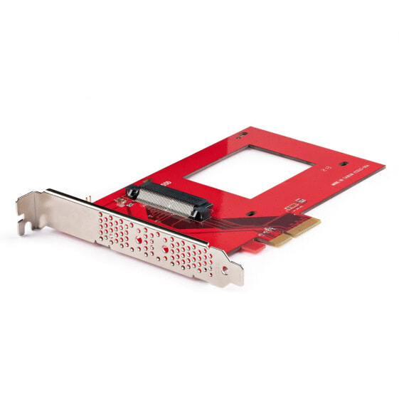 StarTech.com U.3 to PCIe Adapter Card - PCIe 4.0 x4 Adapter For 2.5" U.3 NVMe SSDs - SFF-TA-1001 PCI Express Add-in Card for Desktops/Servers - TAA Compliant - OS Independent - PCIe - U.3 - Red - Activity - Power - 21693912 h - 0 - 60 °C