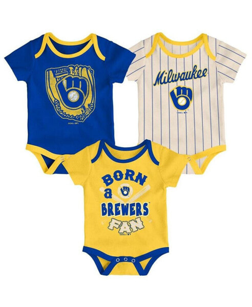 Комплект костюмов для малышей OuterStuff Milwaukee Brewers "Королевский и золотой и кремовый" 3 штуки