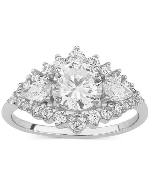 Cubic Zirconia Halo Cluster Ring in Sterling Silver, Created for Macy's
