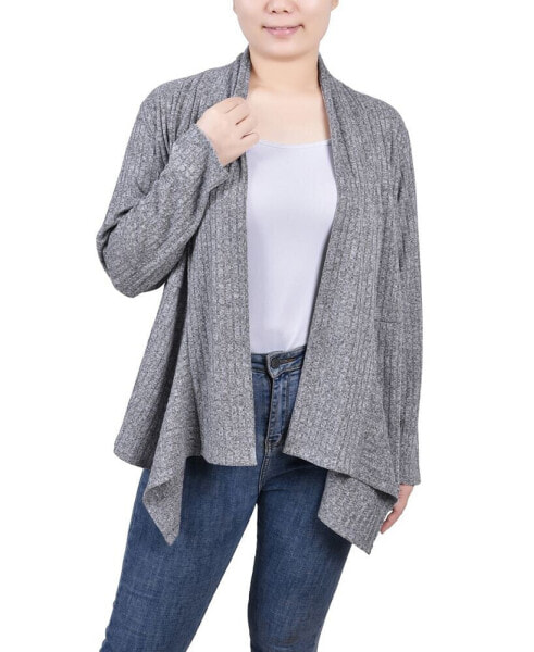 Women's Long Sleeve Ribbed Cardigan