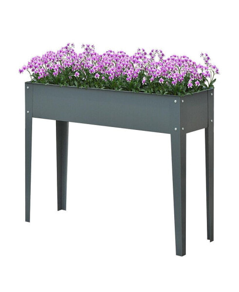 40"x12" Raised Elevated Garden Flower Bed Plant Vegetable Planter Grey