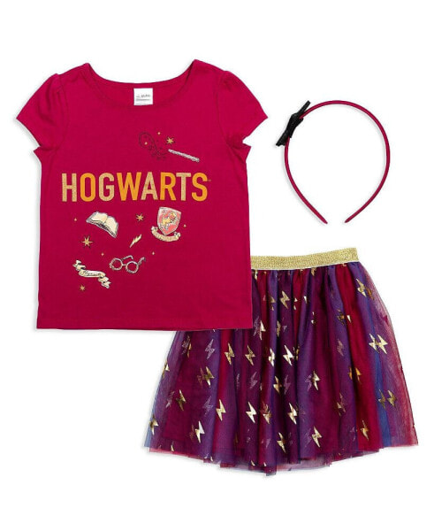 Gryffindor Girls T-Shirt Tulle Skirt and Headband 3 Piece Outfit Set Toddler|Child