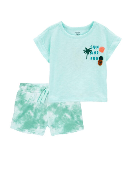 Toddler 2-Piece Sun And Fun Tee & Tie-Dye Pull-On Shorts Set 2T