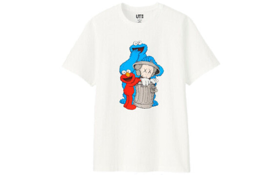 UNIQLO x SESAME STREET x KAWS 艾摩甜饼怪印花休闲短袖T恤 男女同款 白色 / Футболка UNIQLO x SESAME STREET x KAWS T