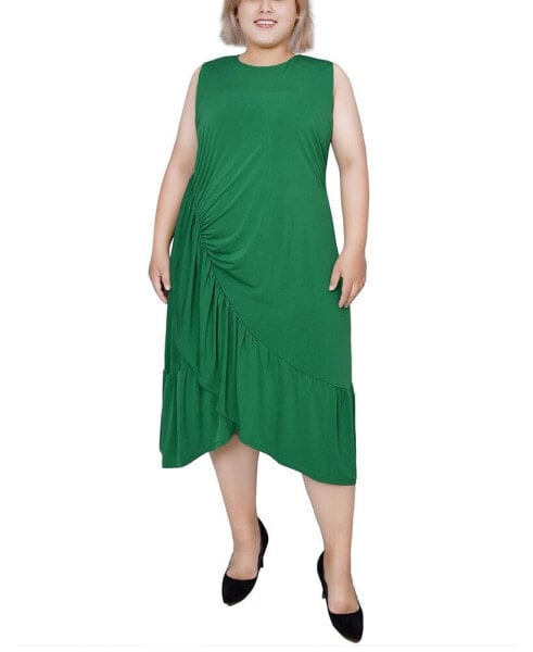 Plus Size Sleeveless Asymmetrical Flounced Dress