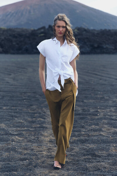 Zw collection belted wide-leg trousers