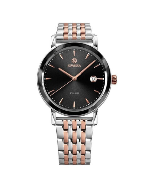 Magno Swiss Rose Gold Plated Men's 40mm Watch - Black & Rose Dial