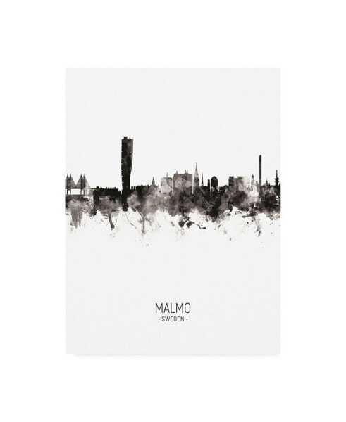 Michael Tompsett Malmo Sweden Skyline Portrait II Canvas Art - 19.5" x 26"