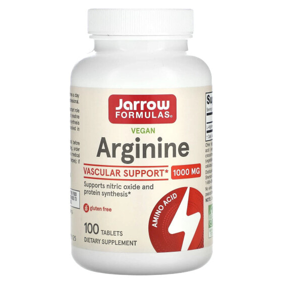 Jarrow Formulas, Веганский аргинин, 1000 мг, 100 таблеток