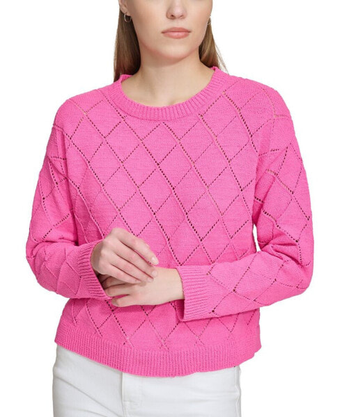 Women's Diamond-Shaped Pointelle Sweater