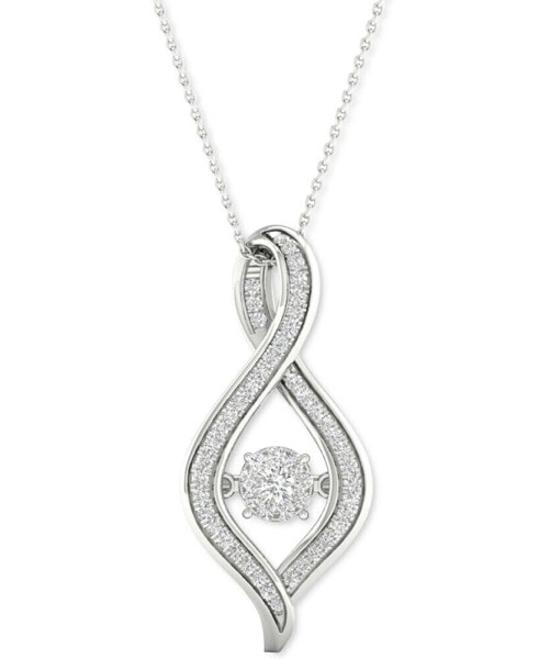 Diamond Swirl Halo 18" Pendant Necklace (1/5 ct. t.w.) in 10k White Gold