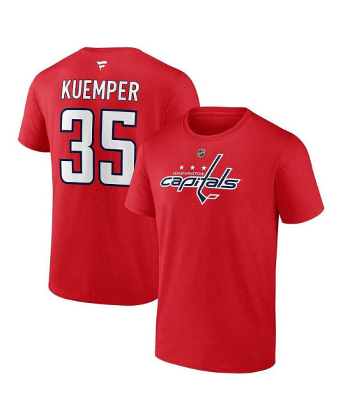 Men's Darcy Kuemper Red Washington Capitals Authentic Stack Name and Number T-shirt