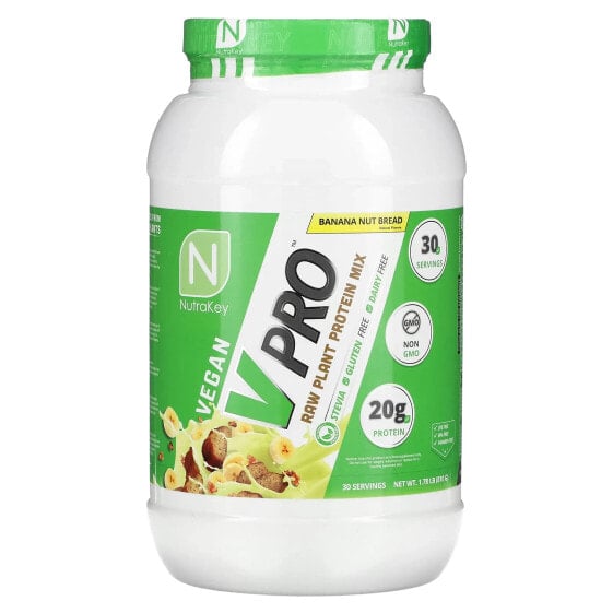 Nutrakey, V Pro, смесь необработанных растительных белков, банановый и ореховый хлеб, 810 г (1,78 фунта)