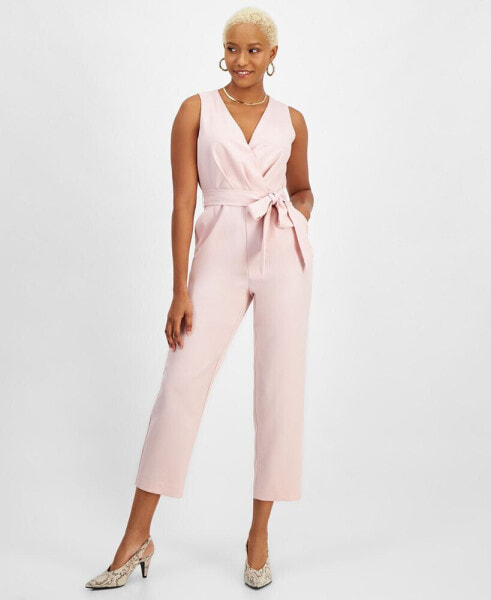 Women's Sleeveless Tie-Waist Jumpsuit, Created for Macy's