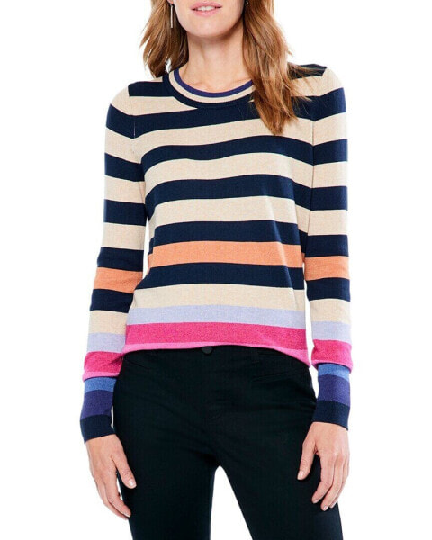 Nic+Zoe Jewel Stripes Vital Sweater Women's Blue Xl