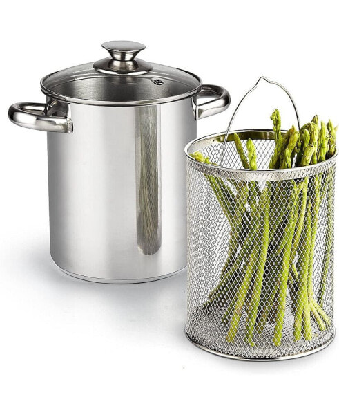 Пароварка Cook N Home Basics из нержавеющей стали для овощей и аспарагуса 4 квартала