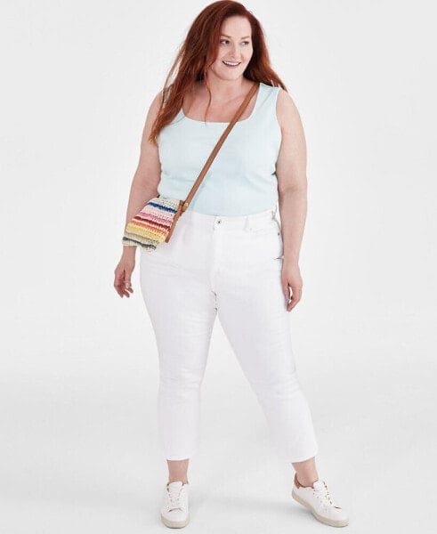 Plus Size High-Rise Cuff Capri Jeans, Created for Macy's