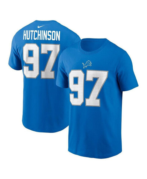 Big Boys and Girls Aidan Hutchinson Blue Detroit Lions Player Name Number T-Shirt