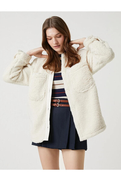 Куртка Koton Oversize Plush Shirt Coat