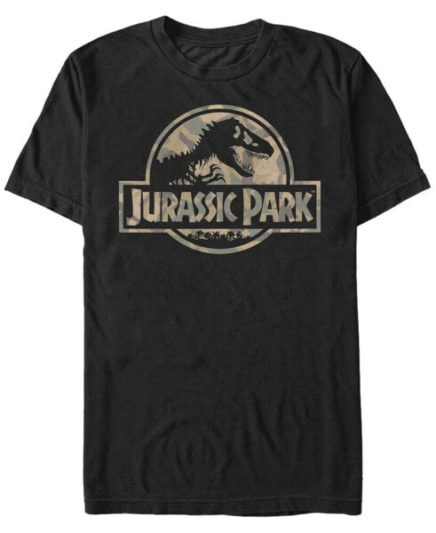 Jurassic Park Men's Circle Logo Camo Short Sleeve T-Shirt