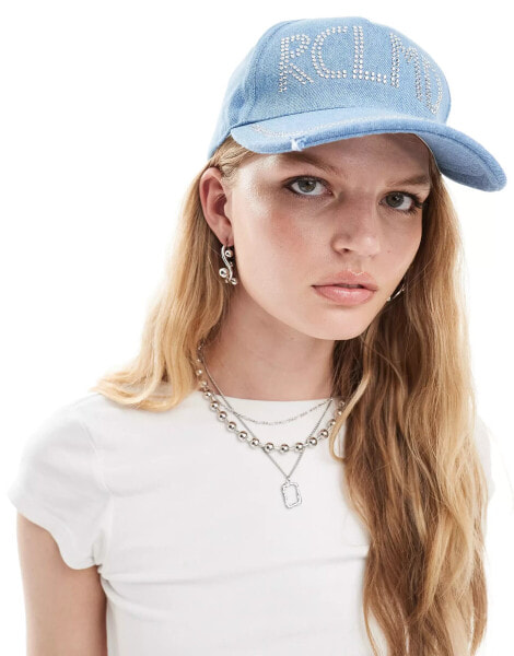 Reclaimed Vintage cowgirl denim cap with hotfix